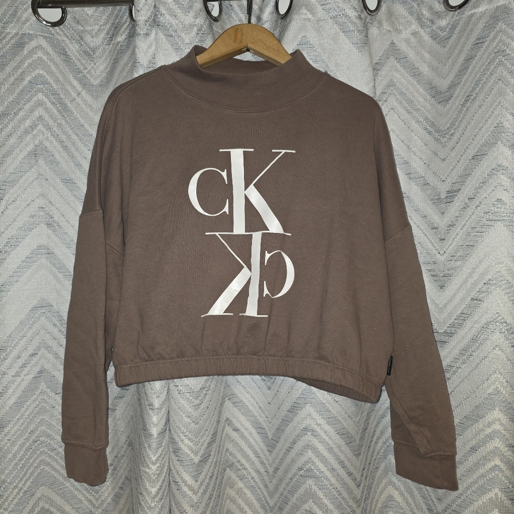 CK Brown/Beige Cropped Sweatshirt